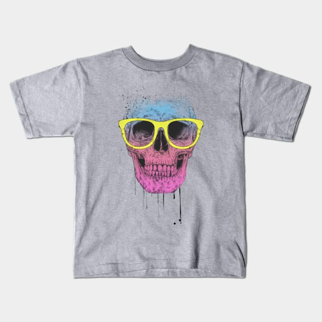 Pop art skull with glasses Kids T-Shirt by soltib